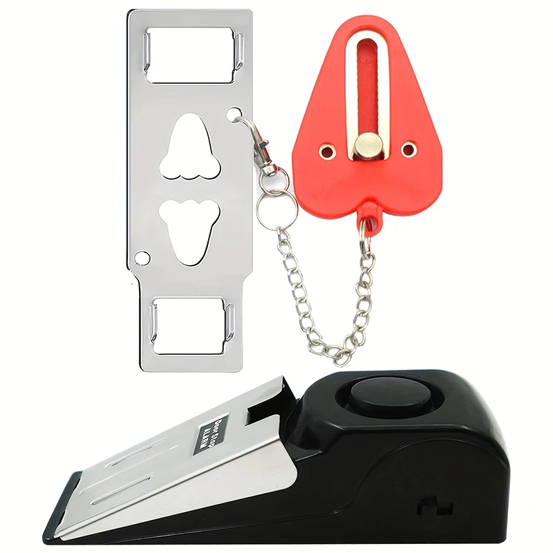 Travel-Ready Dual-Security Door Lock System with Siren - Battery-Powered, Easy Setup, Indoor Safety Kit