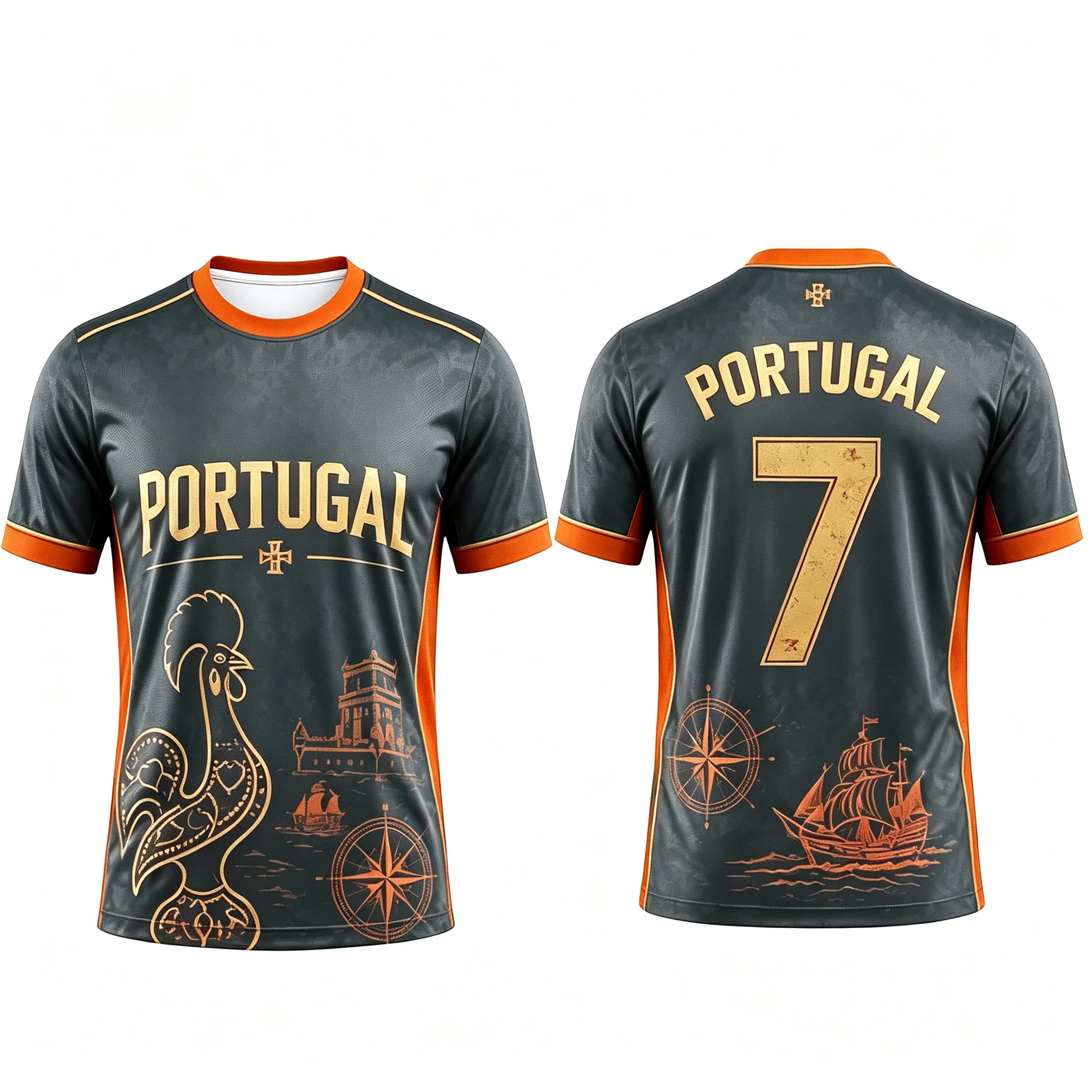 Portuguese Fan Commemorative Football Jersey, PORTUGAL Letter Number 7, Unisex Fan Sports T-Shirt