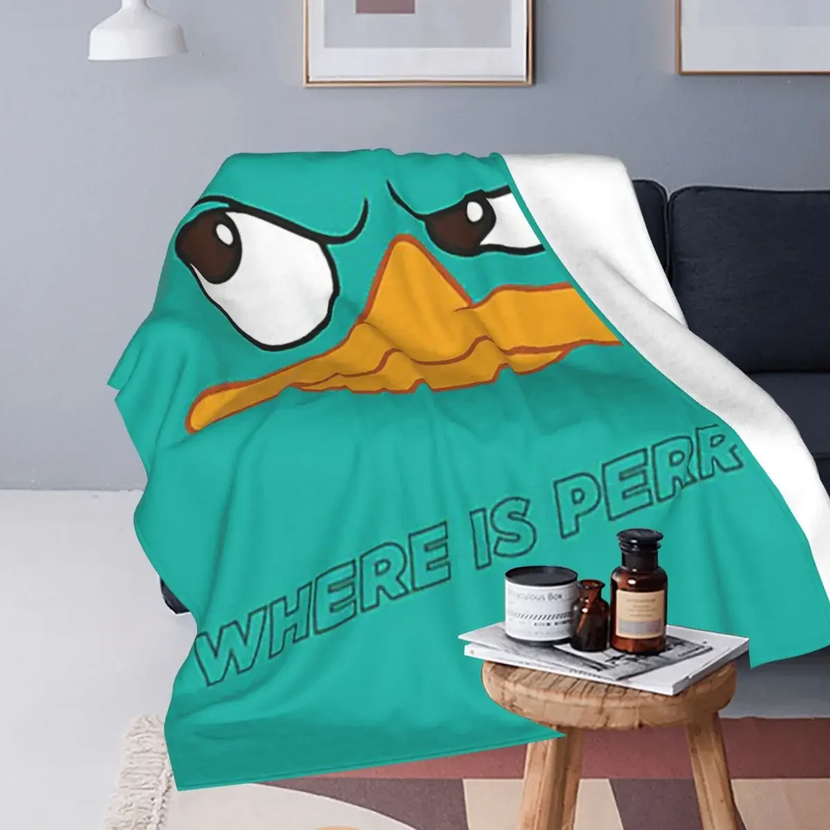 Perry The Platypus Blanket Soft Warm Flannel Throw Blanket Cover for Bed Living room Picnic Travel Home Sofa