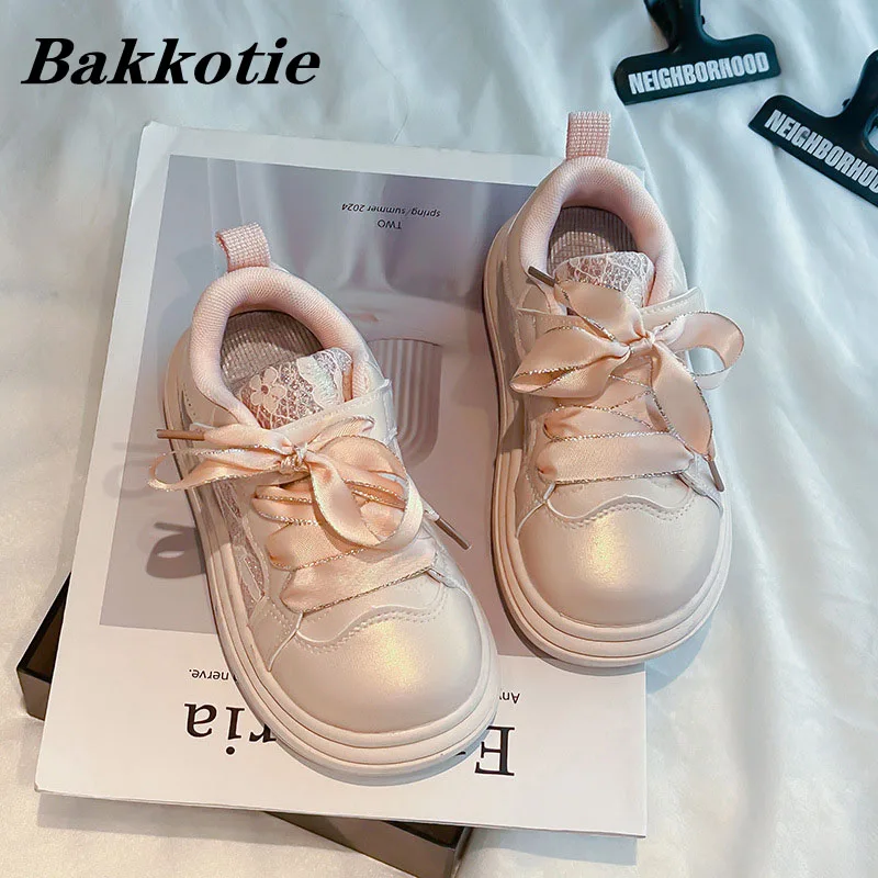 

Girls Shoes Spring Autumn Toddler Kids Fashion Princess Bowtie Flats Baby Children Cute Brand Casual Breathable Lace Platform