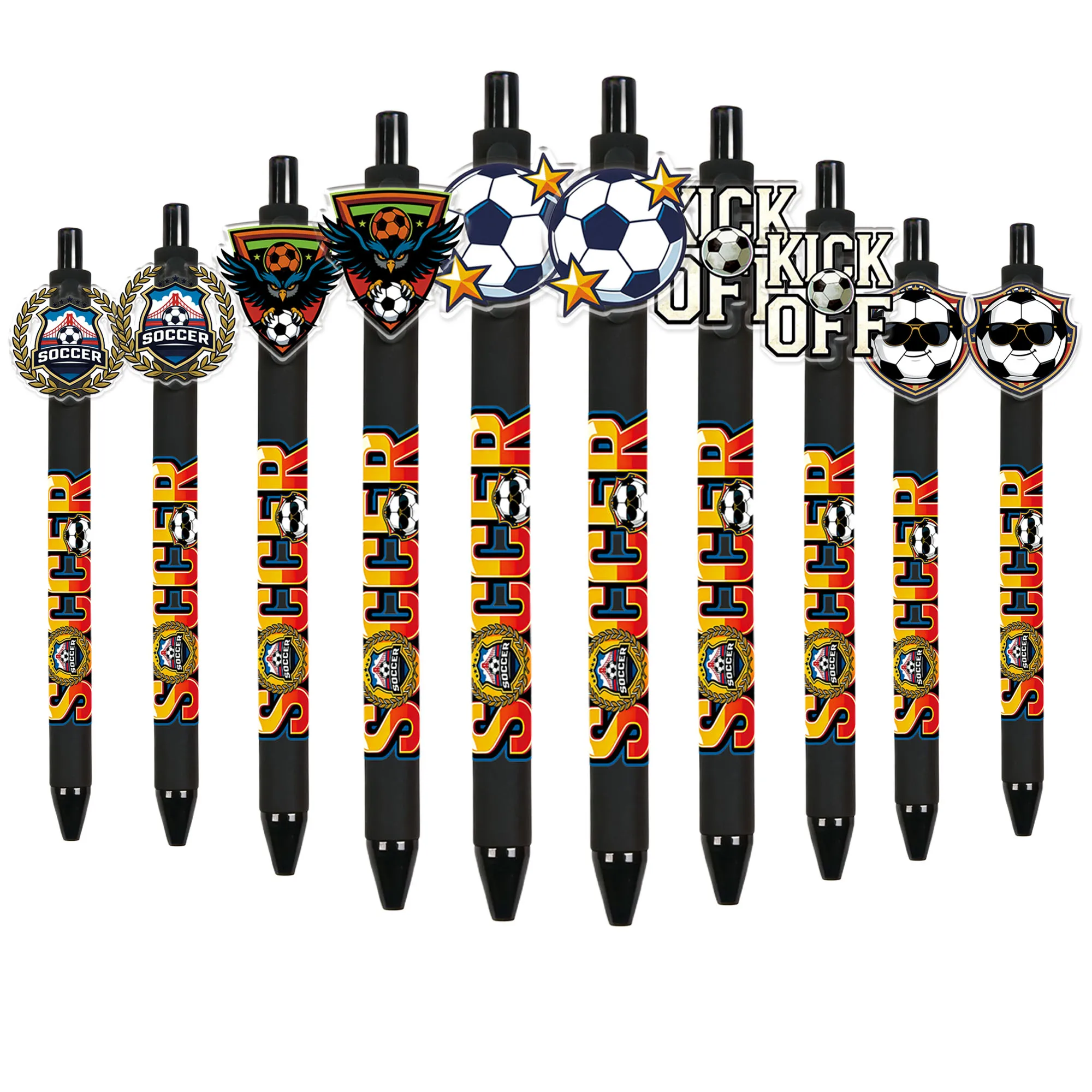 5 pieces or 10 pieces football-themed push-button ballpoint pens. Writing pens for sports enthusiasts.