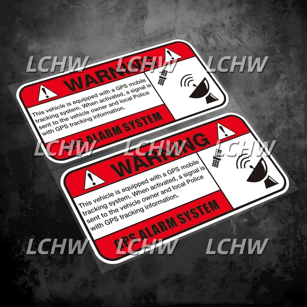 2x Car Stickers Warning GPS Alarm System Decal Motor Bicycle Bike Race Anti-theft Graphics