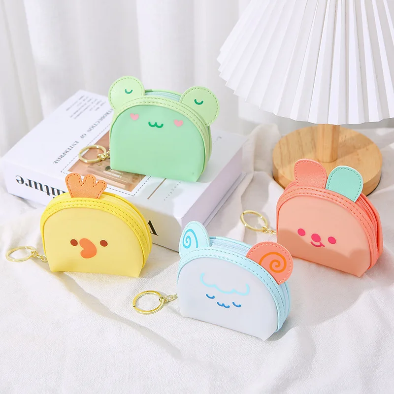 Cartoon Colorful Cute Animals Coin Purse Frog Rabbit Zipper Wallet PU + Silica Gel Children's Wallet