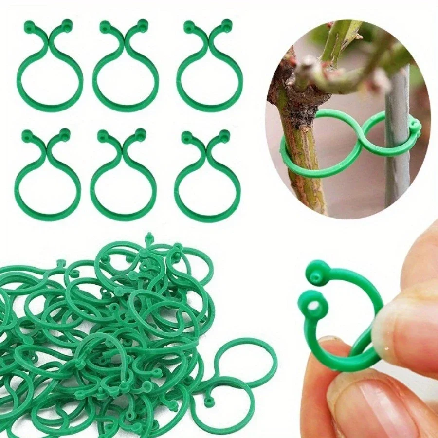 50PCS Garden Vine Strapping Clips Plant Bundled Buckle Ring Holder Tomato Plant Stand Support Tool Garden Tomato Grapevine Ties