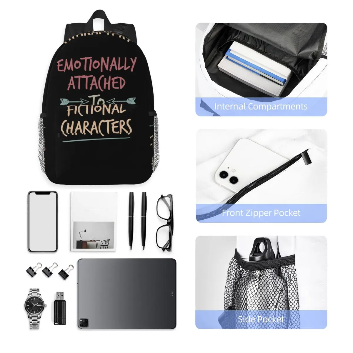Emotionally Attached To Fictional Characters Backpack Hot Sale Daypack Large Capacity Boy Girl BookBag Shoulder Bags School Bag