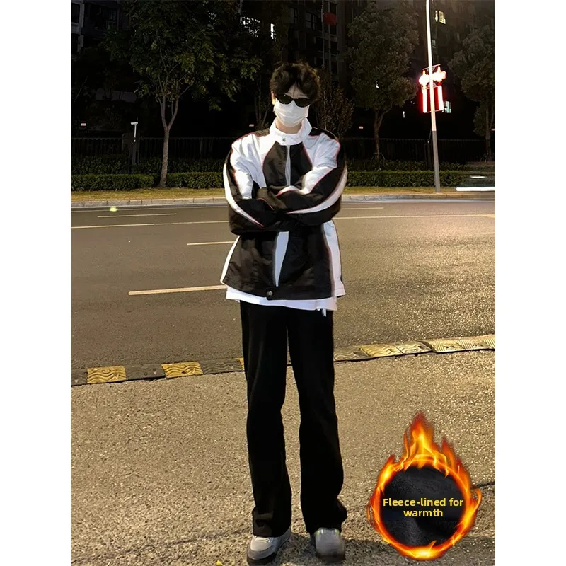 

Мужские джинсы Cleanfit с флисовой подкладкой, прямые, в американском стиле, зимние, черные, зауженные, молодежные, модные