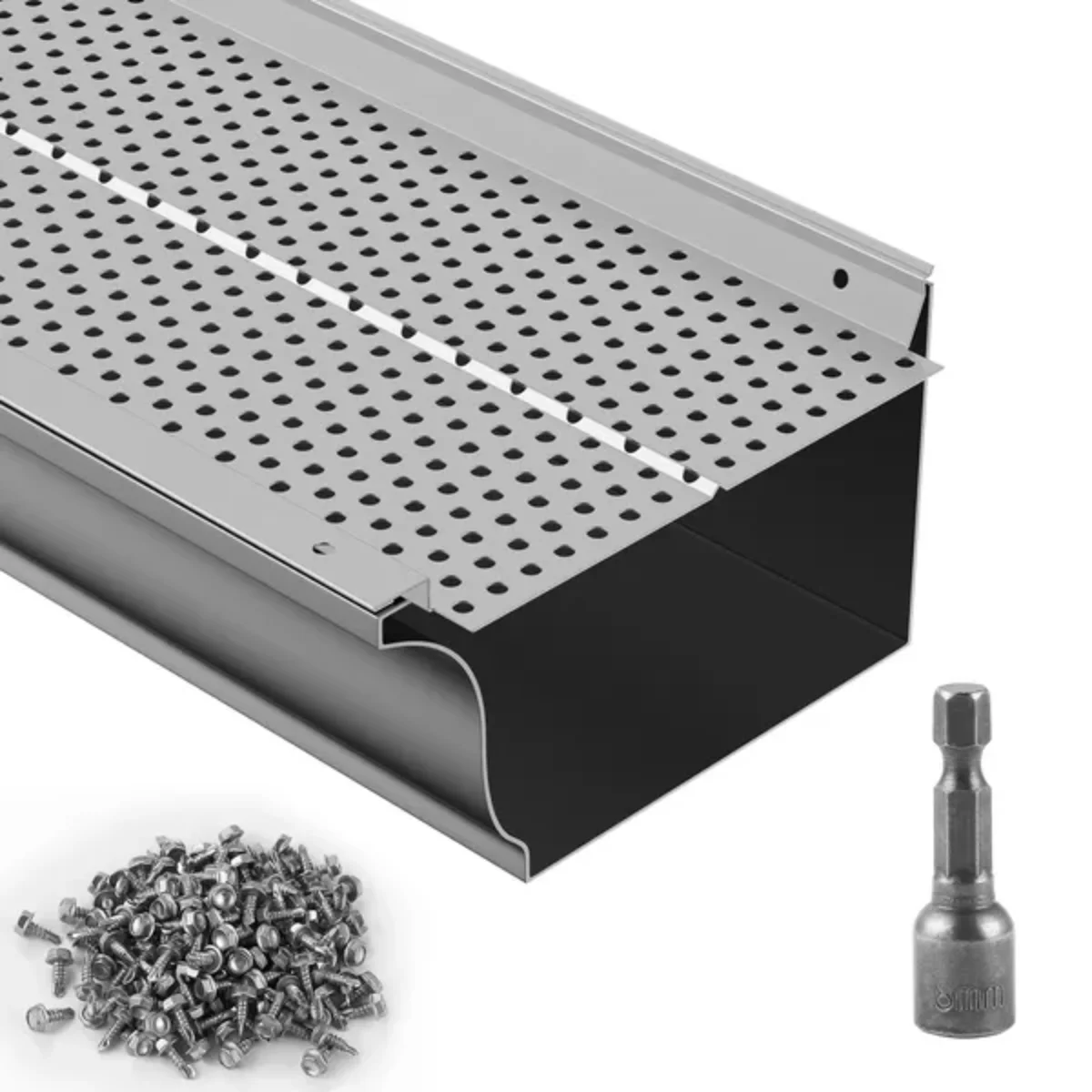 

VEVOR 6-inch Aluminum Gutter Guard, 26 Pieces, 104 Feet in Total Length, 0.157-inch Aperture, Universally Suitable