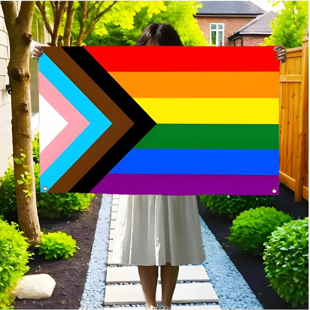 Inclusive Evolving P-Progress Pride flag Flags Borderless four-ring ornament indoor outdoor decoration effortless to hang