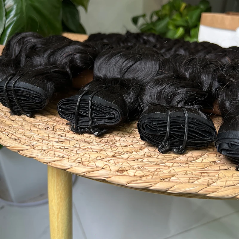 Clip Invisible de PU para extensiones de cabello humano, Pelo Rizado sin procesar, sin costuras, vietnamita, 7 piezas, 120 g/set