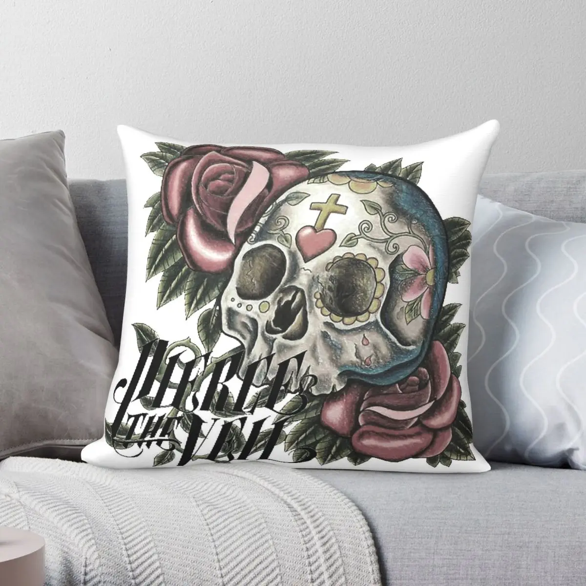 Pierce The Veil Skull Square Pillowcase Polyester Linen Velvet Creative Zip Decorative Throw Pillow Case Bed Cushion Wholesale