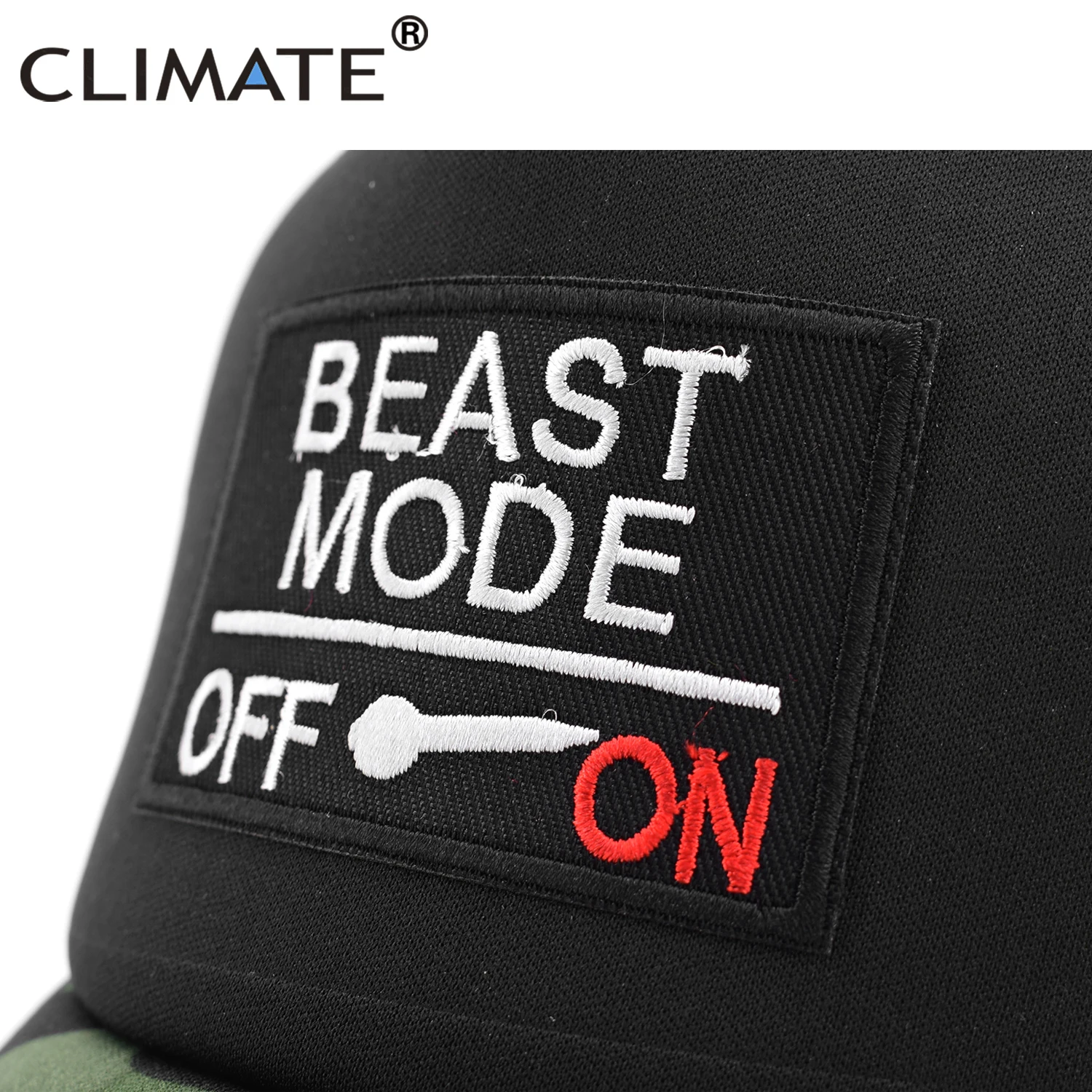 CLIMATE Beast Mode On Trucker Cap Cool Gym Beast Funny Camouflage Cap for Man Men Bodybuilding Summer Cool Baseball Mesh Caps