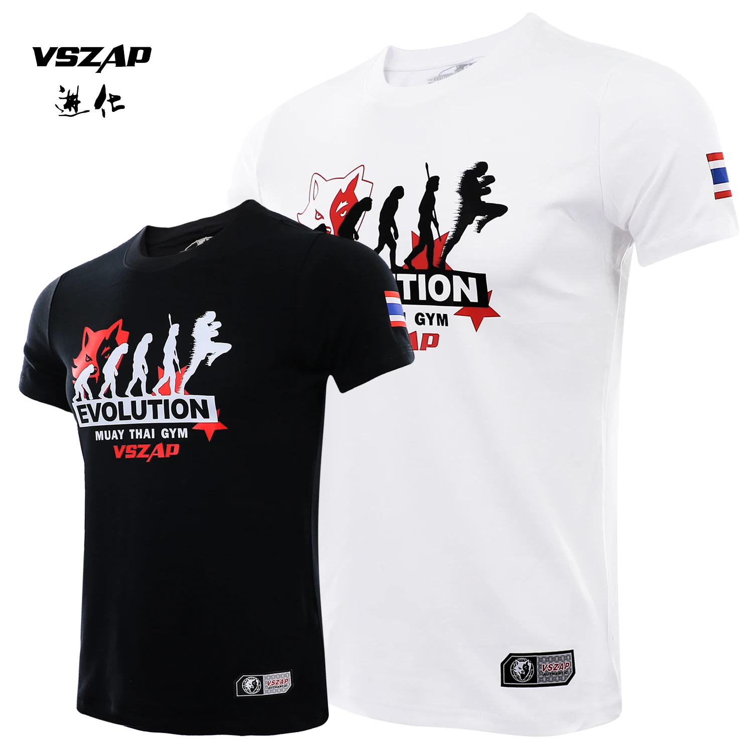 VSZAP Boxing mma Muay Thai Evolutionary Action T-shirt Multi Fitness Fighting Martial Arts Jujitsu Training T-shirt Fitness Men