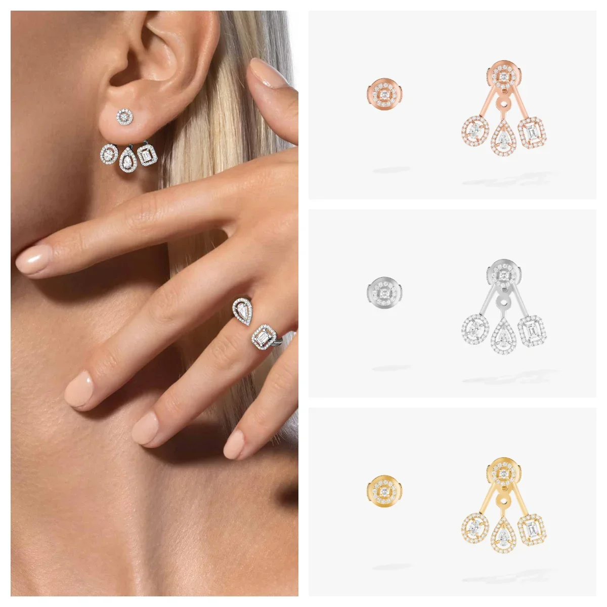 Pendientes S925 chapados en plata con diseño multicolor a la moda para mujer