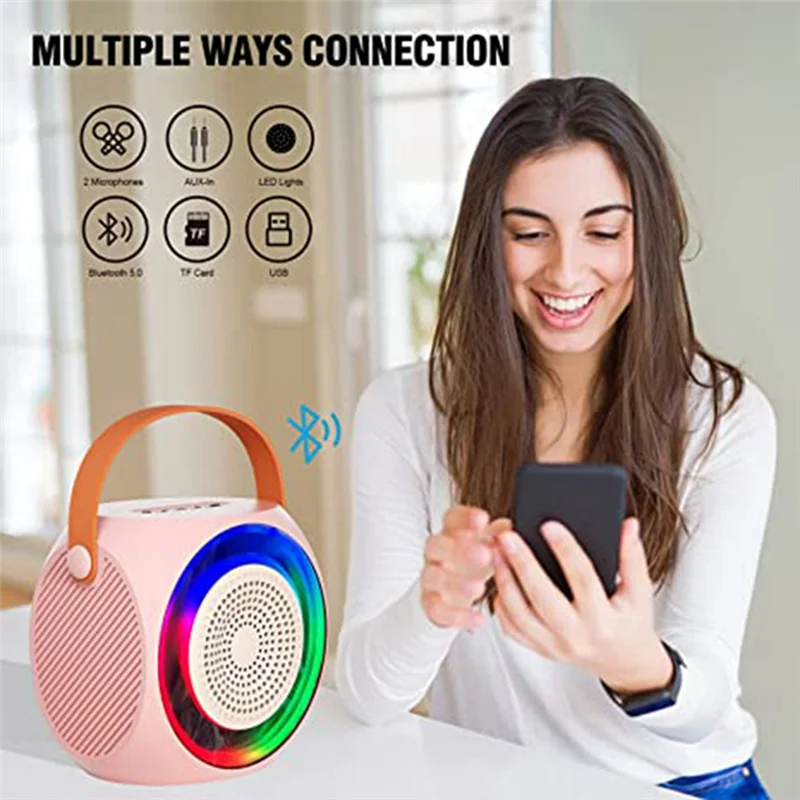 

NHG-dПортативная Bluetooth-колонка для караоке с двумя микрофонами, подходит для подарков на день рождения для дома