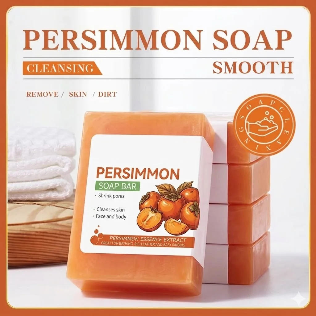 Hand Made Persimmon Soap Bar Body Cleaning Lightening Dark Underarm Leg Body Cleansers Brightening Face Soap Tender Skin Care