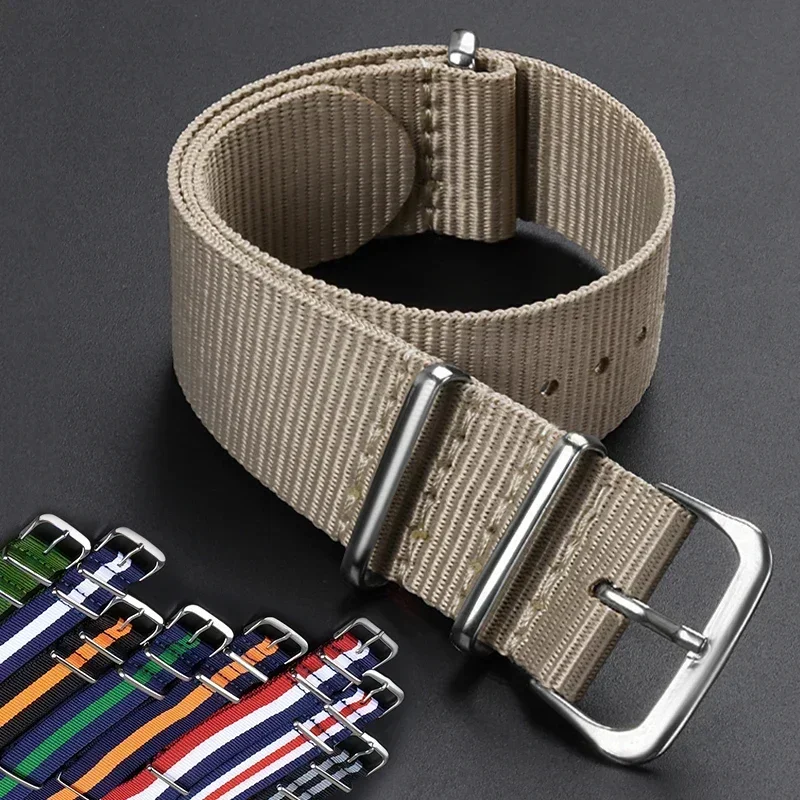 16mm 18mm 20mm 22mm Nylon Army Sports Band Nylon Fabric Belt Accessories Belt Buckle Bands Black Watch Strap for Omega for Seiko