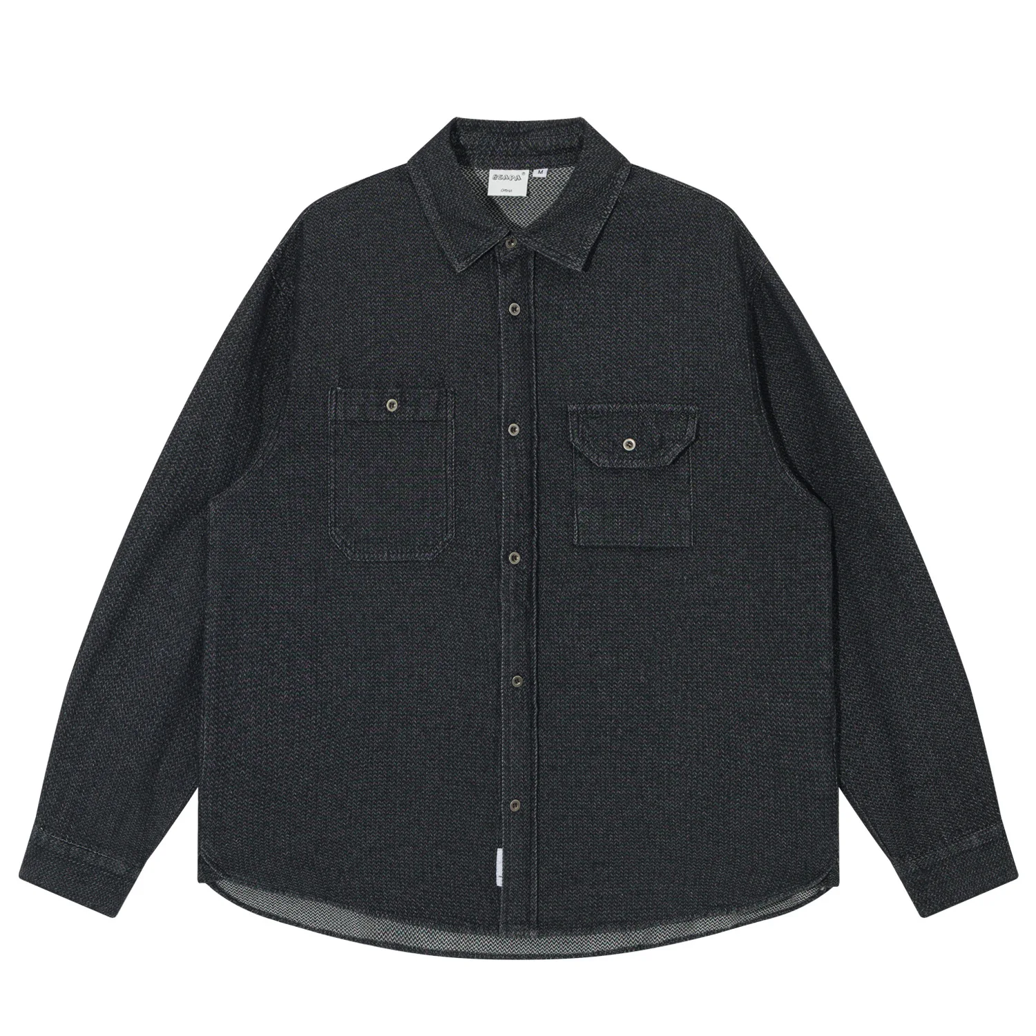 الأزرق الثقيلة الدنيم قميص الرجال فضفاض البضائع الأمريكية عادية أسود طويل الأكمام قميص معطف الثقيلة وسميكة الرجعية نمط عمال قميص