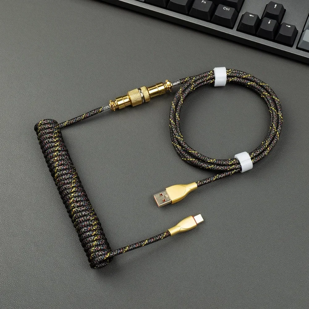 Gold-Plating Aviator Cable USB C to TYPE-A Spring Wire USB-A Type-c for Game Magnetic Switch Mechanical Kit Keyboard