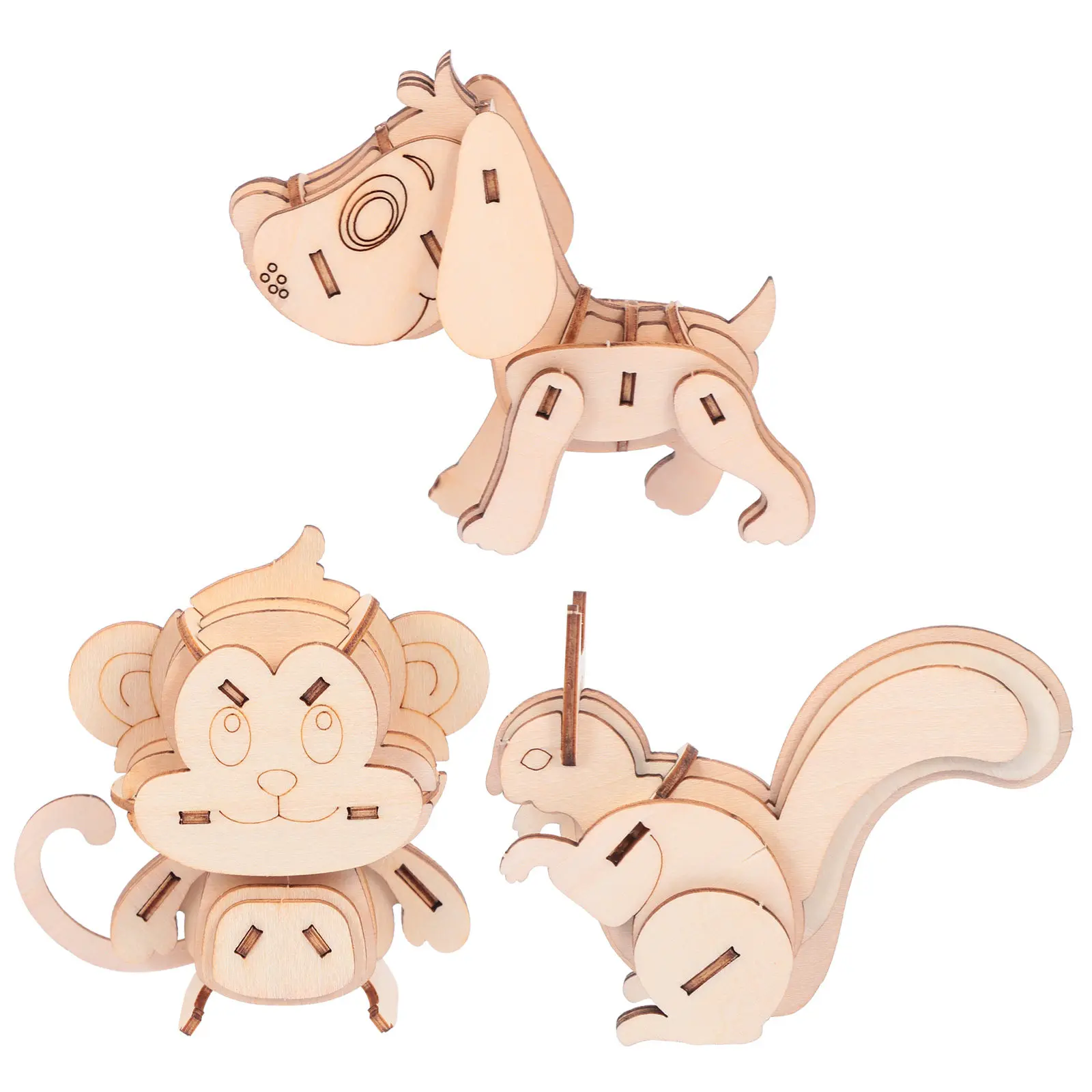 

Набор из 3 деревянных 3D-пазлов в виде животных: развивающий DIY-набор для развития навыков и улучшения концентрации внимания