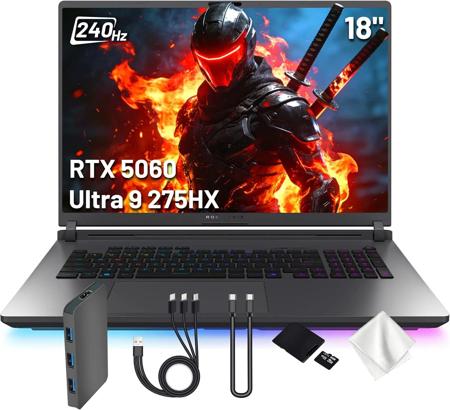 

Игровой ноутбук ASUS ROG Strix G18 18 дюймов, 2.5K, 240 Гц, Intel Ultra 9 275HX, NVIDIA GeForce RTX 5060, 64 ГБ DDR5, 3 ТБ памяти (2 ТБ SSD)