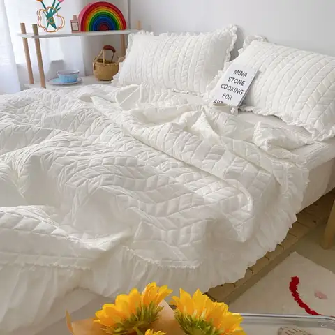 Korean Style Quilted Summer Quilt Blanket Lightweight Cooling Air-conditioning Comforter Quilt Soft Thin Quilt Machine Washable