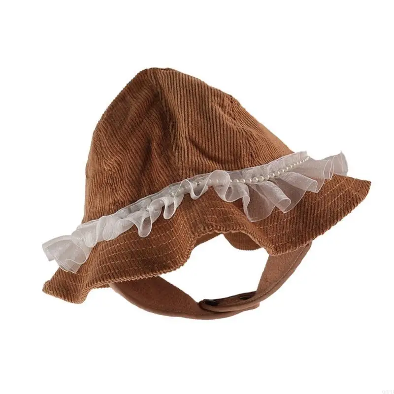 

Lace Beaded Bucket Hat for Kids Fashionable Fisherman Caps Winter Hat Lightweight Wide Brimmed Designing for Boys Girls