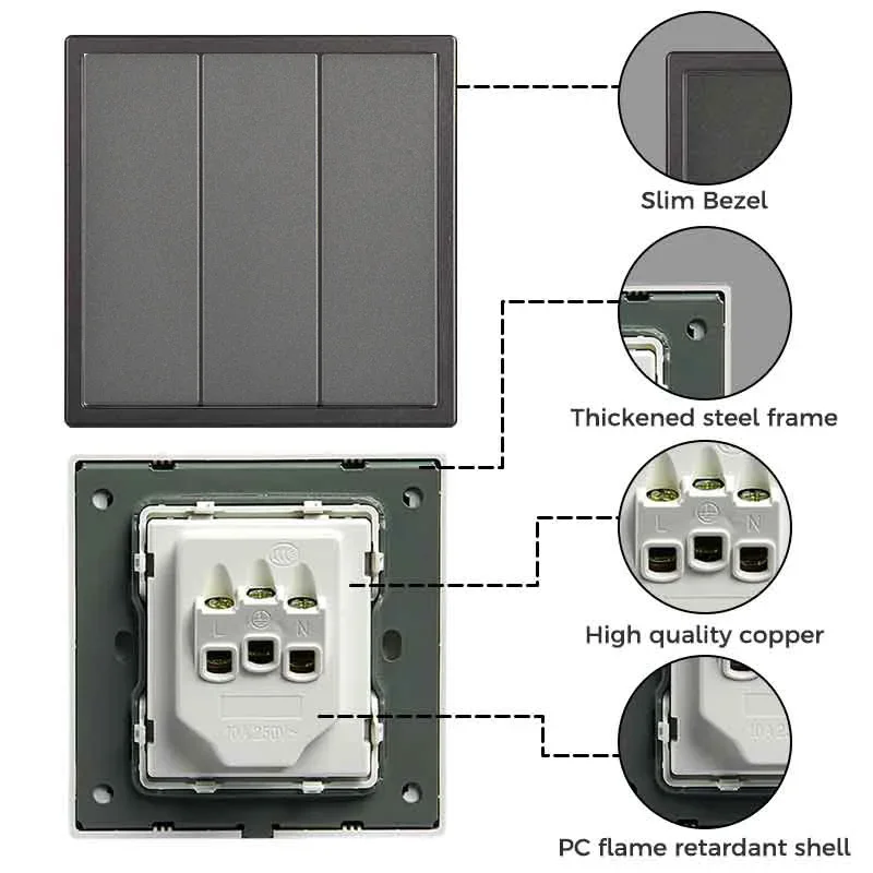 FCSS Plastic Panel Wall Light Switches 1/2/3/4 Gang Button Switch with Wall EU TV NET Socket Function Parts DIY Korean Standard