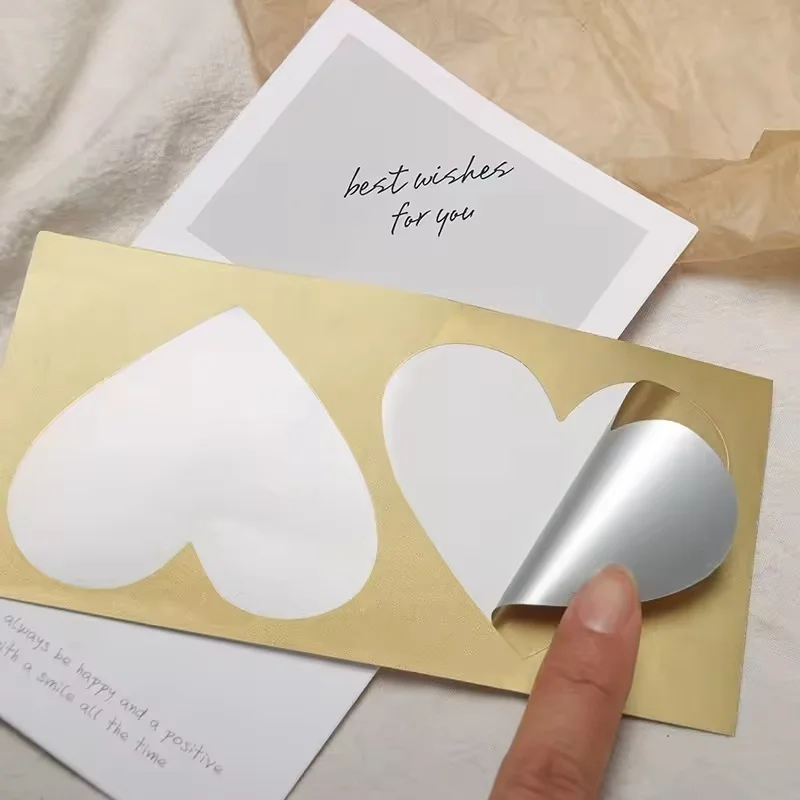 10Pcs Love Scratch Stickers Heart Shaped Label Sticker DIY Handmade Game Scratch Stickers Tag Party Supplies