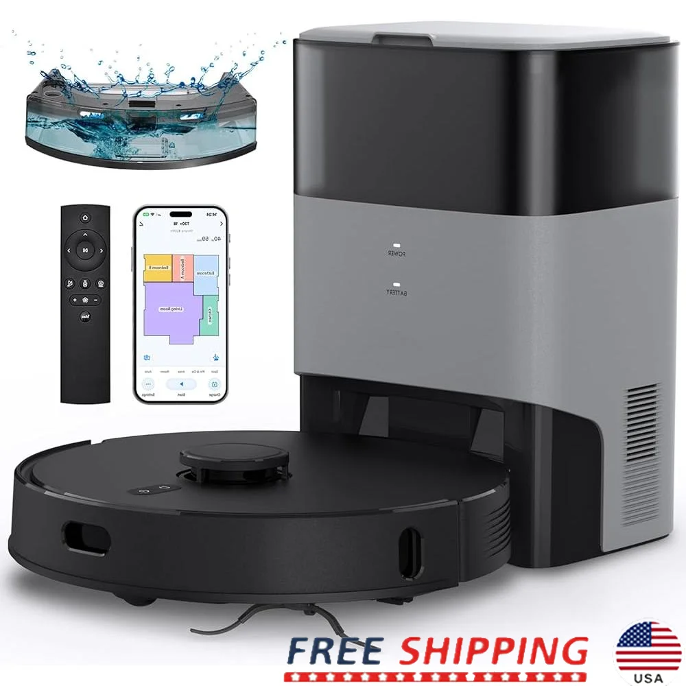 

Robot Vacuum Mop Combo Self Emptying 60 Days Hands Free Cleaning 180mins Runtime WiFi App Alexa Mapping Smart Navigation