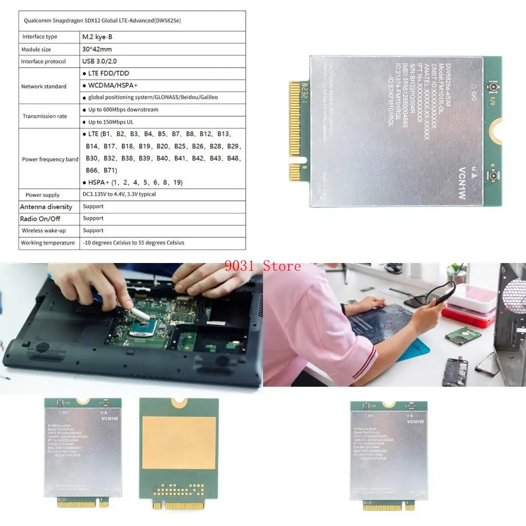 

FM101R-GL DW5825E 4G LTE Беспроводной модем для 5450 5550 7350 Многочисленные подключения устройств с быстрой передачей данных