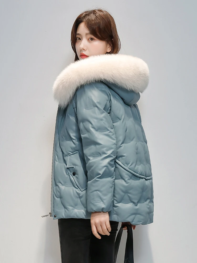 Haining Fur Jaet レディース オート リアルレザー シープスキン ウィンターコート ファーカラー 通勤用 長袖 ジッパー開閉