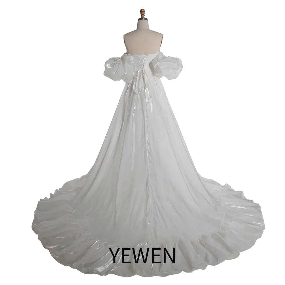 Detachable Short Puffy Sleeves Off Shoulder Bridal Dress Formal Party Gown Photo Shooting Wedding Dress YW240081