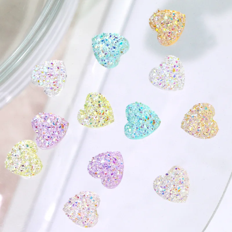 40 Pz 7.5mm 3D Aurora Zucchero Amore Cuore Unghie artistiche Pendenti E Ciondoli Accessori Parti Per Manicre Decor Unghie Decorazione Supplie Materiale