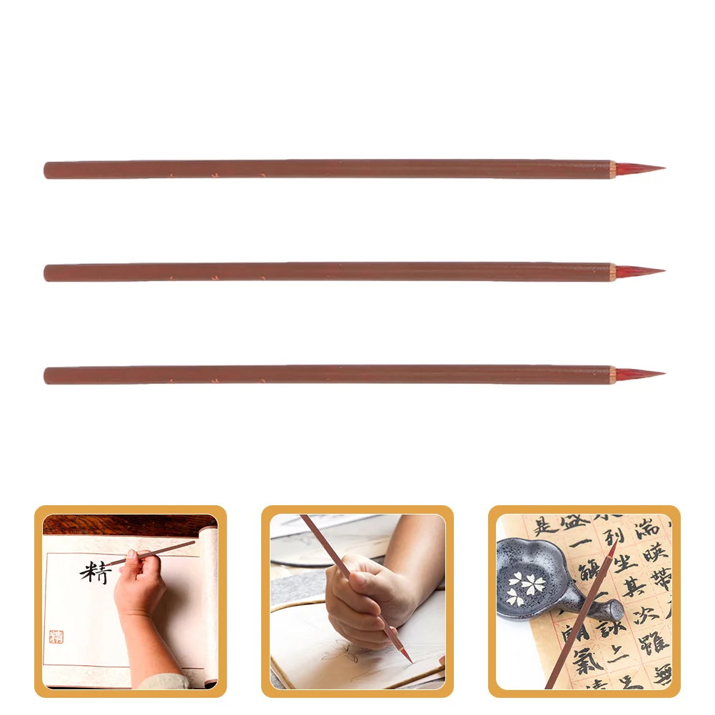 3 Pcs Little Red Writing Brush Traditional Calligraphy for Painting Delicate Pens Chinese Ink