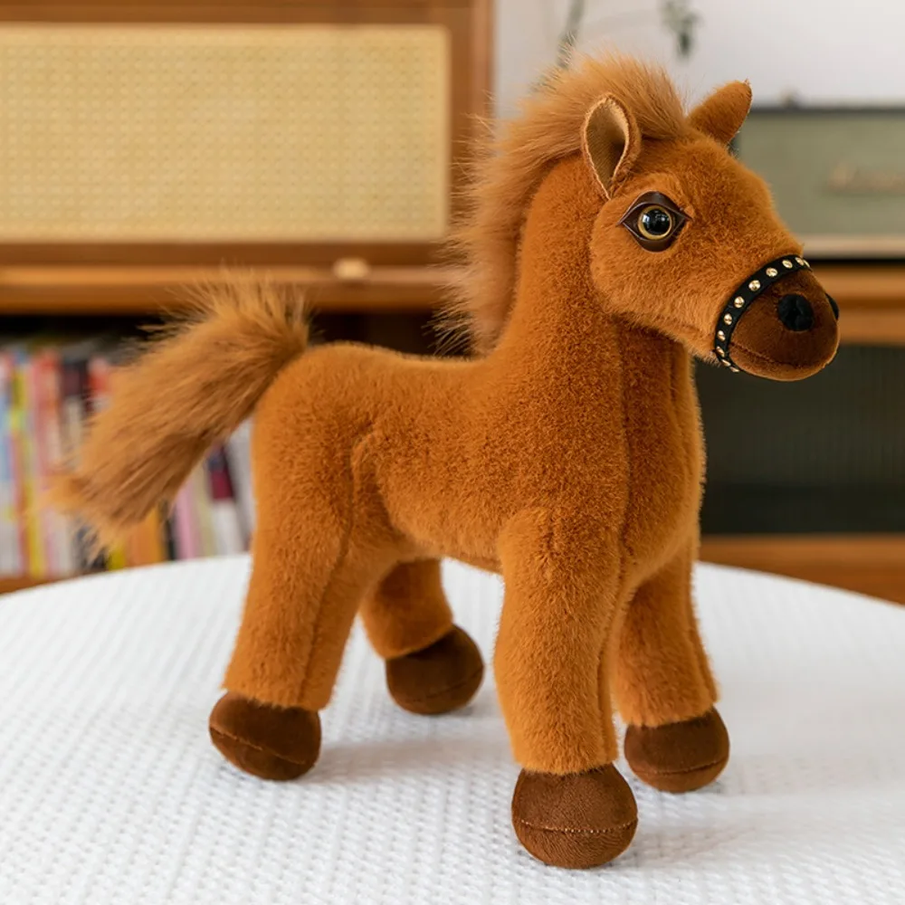 

Simulation Standing Foal Plush Doll Saddle Long Mane Pony Plush Toys Soft Stuffed Cartoon Horse Stuffed Toy Room Decoration