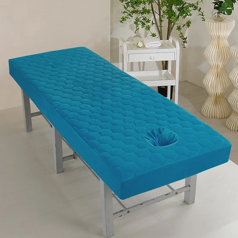

Spa Massage Bedspread Physiotherapy Beauty Salon Bed Fitted Sheet With Face Hole Thicken Elastic Quilted Therapy Bed Cover