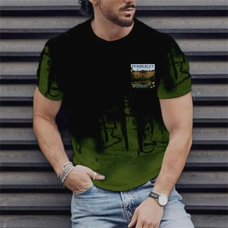 تي شيرت رجالي أسود بتصميم طلاء نازف وطباعة نصية FANFARE #2