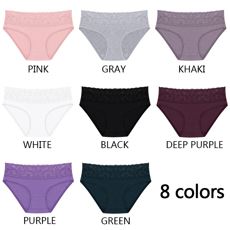 3pcs Women\'s Cotton Panties Sexy Low-Rise Lace Underwear S-XL Ladies Underpants Cotton Briefs Female Comfortable Lingerie 2023