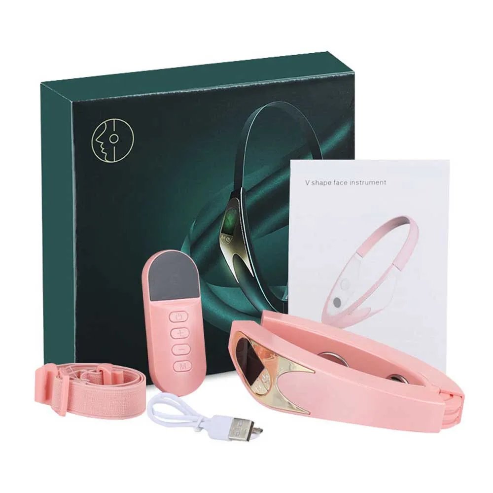 EMS Microcurrent Face Lifting Device Double Chin V Shape Lift Belt High Frequency Vibration Facial Massager Skin Rejuvenation