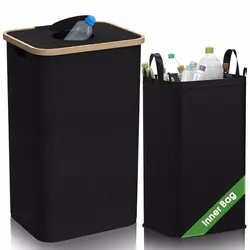 1 Set Kitchen Recycling Bin & Storage Bags Kitchen Recycle Bin 100L Large Capacity Bottle Recycle Bin With Removable Tote Bags