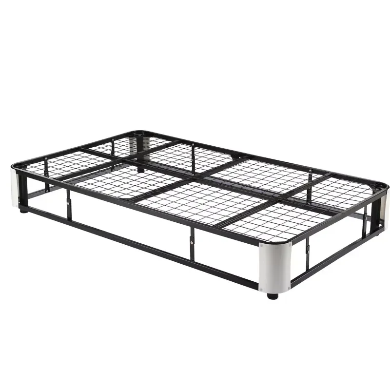 Italian Modern Large Dual Size Platform Bed Frame Metal Plywood Slats