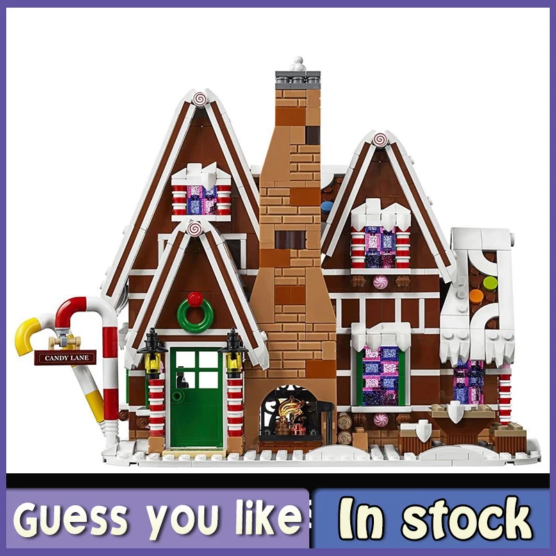 Gingerbreaded House 10267 Christmas Street View Building Blocks Snowman Tree Kids Assembled Small Particle Baby Toy Gift DIY Moc