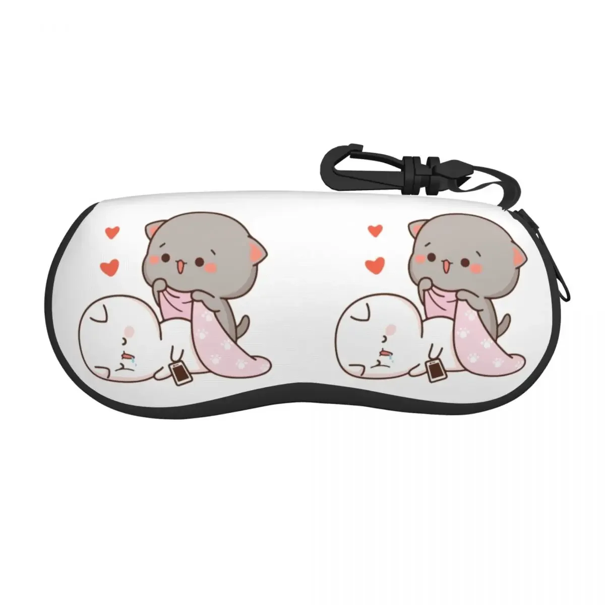 Peach And Goma Mochi Cat Drooling Sunglasses Soft Case Neoprene Zipper Shell Eyeglass Case Custom Protective Box For Glasses