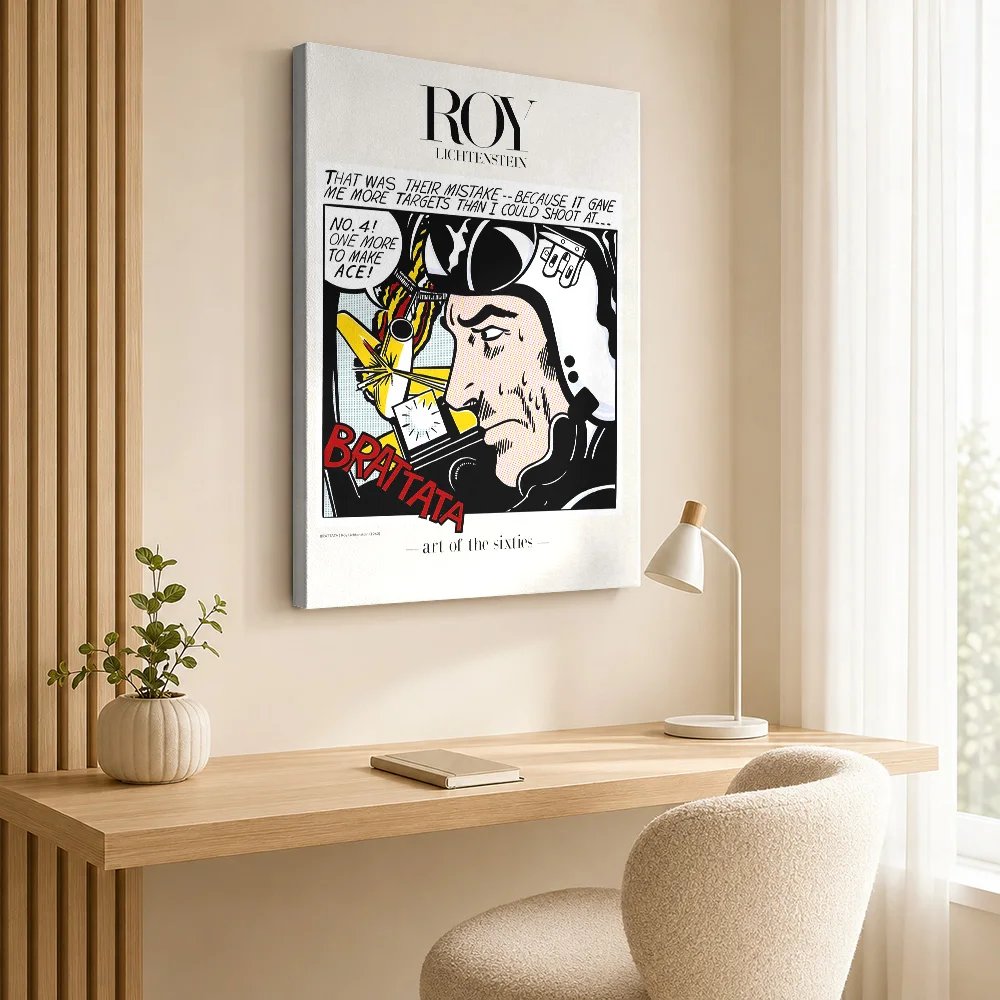 Roy Lichtenstein | BRATTATA Canvas Print Poster Custom Modern Aesthetic Canvas Wall Art for Office Hallway Decor Ready to Hang