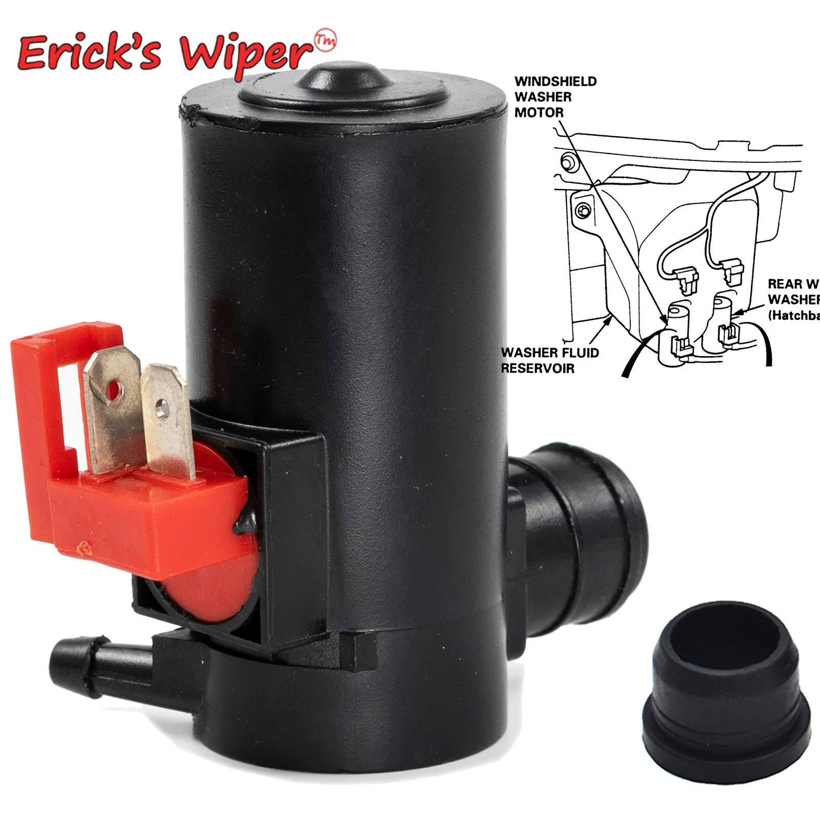 Erick 'S Ruitenwisser Voorruit Ruitenwisser Sproeierpomp Motor Met Grommet Voor Subaru Legacy 3 1998 - 2004 Oe #76806-SEO-N01