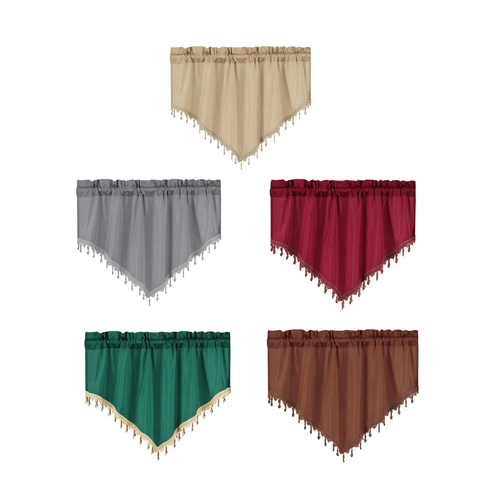 Valance Triangle for Window Treatment Tier Curtain for Kitchen Cafe Basement