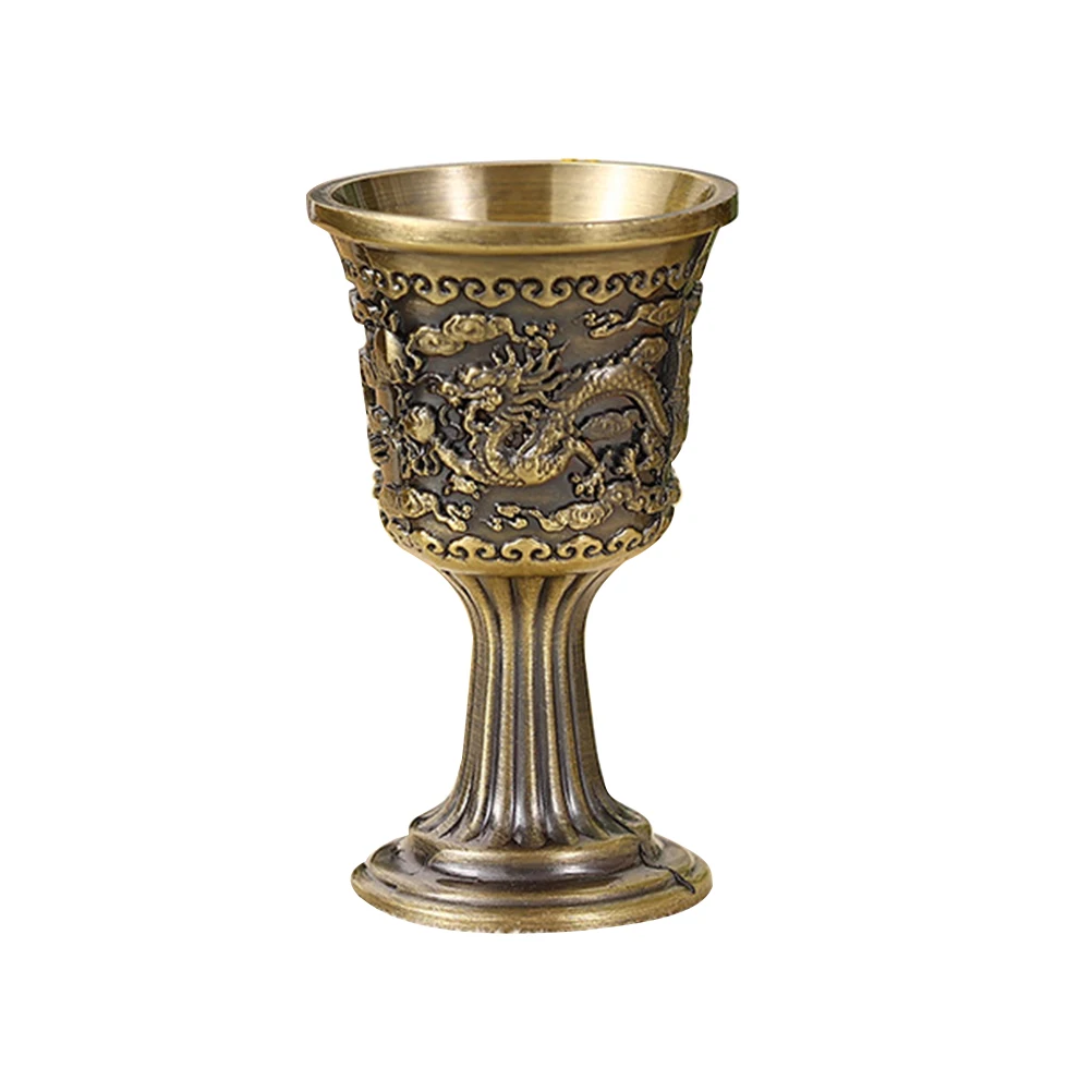 

Glasses Bronze Dragon and Phoenix Wine Goblet Decorative Cup Zinc Alloy Vintage Goblets