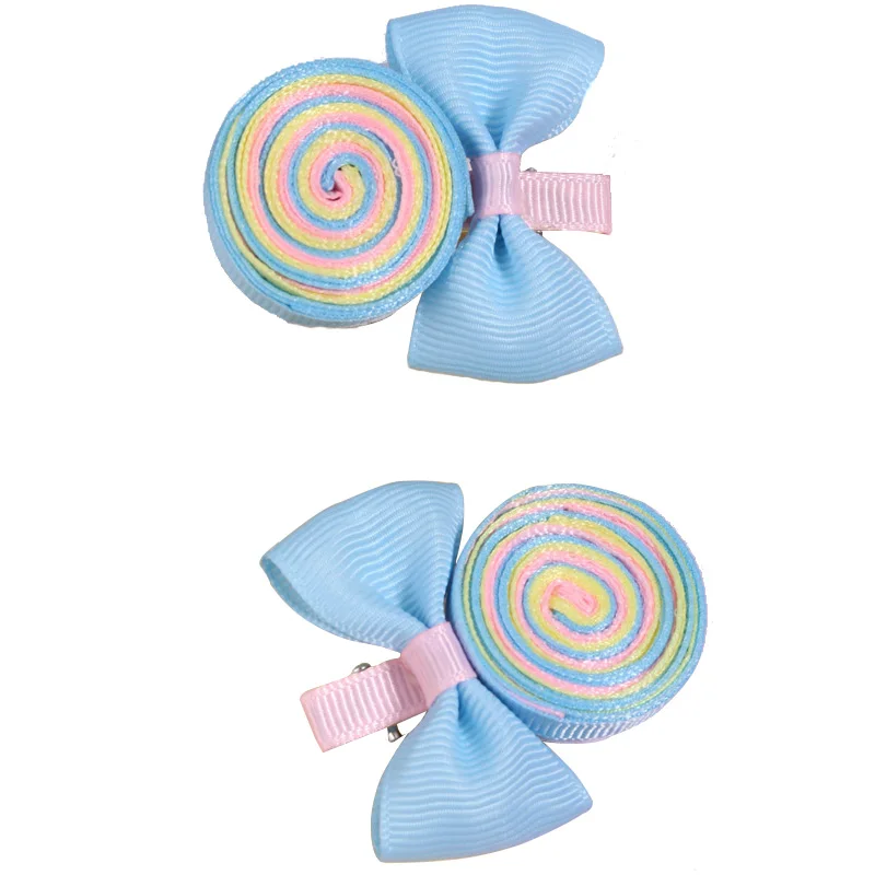 Pinces à cheveux sucette arc-en-ciel pour bébés filles, barrettes bonbons, nœuds doux, épingles à cheveux pour enfants, vêtements de sauna faits à