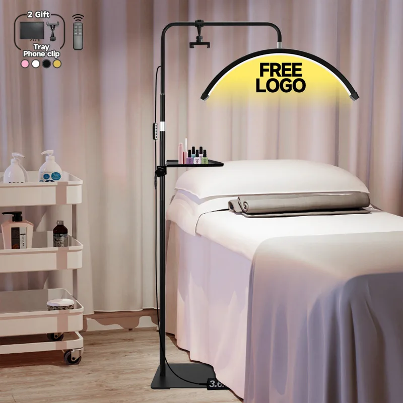 Free LOGO 2025 New Arrival 45W 23-inch Floor Lamp Half Moon Shaped Led Ring Light Eyelash Lamp Lashes Lamps For Makeup Tattoo