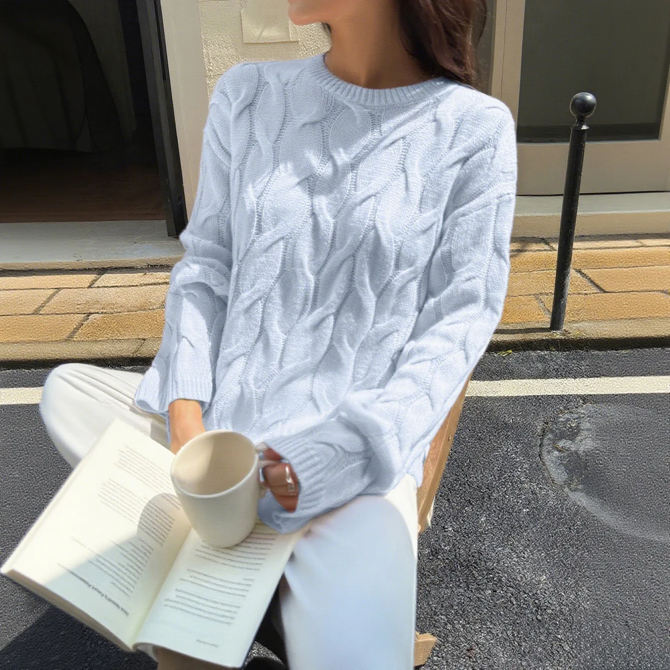 

2025 Autumn Winter New Women Versatile Solid Color Hoodie Casual Loose Female Long Sleeve Knitted Sweater